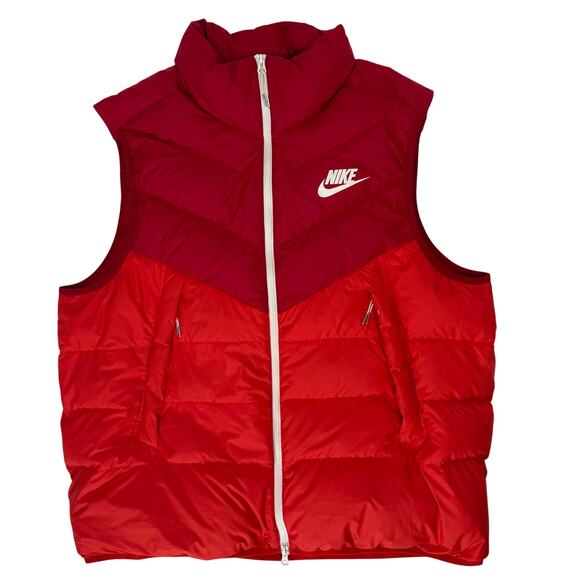 Nike Red Puffer Vest Men’s XXL Quilted Zip Front Logo Athletic Outerwear - Picture 2 of 9